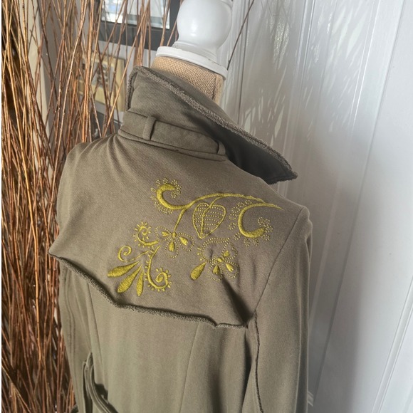 Green Dragon Trench Military Style Double Breasted Army Green Studded Star SizeL - Picture 3 of 16